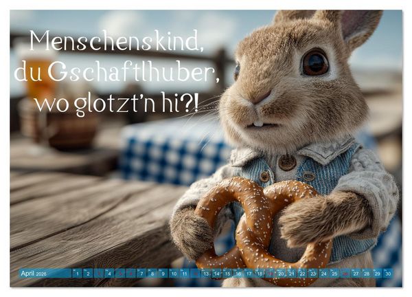 Produktbild: Bayrisch schimpfen - Mundart und Dialekt aus Bayern mit Schimpfw&ouml;rtern (Wandkalender 2026 DIN A2 quer), CALVENDO Monatskalender