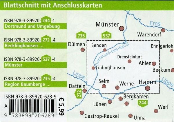 Produktbild: Publicpress Rad- und Wanderkarte S&uuml;dliches M&uuml;nsterland 1:50.000