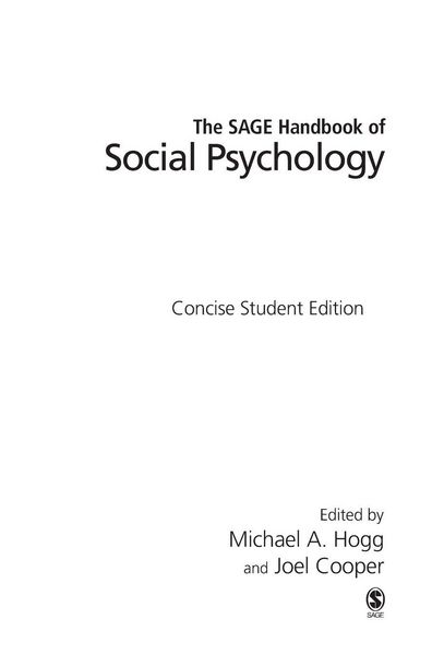 Produktbild: The SAGE Handbook of Social Psychology
