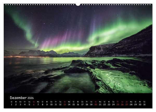 Produktbild: Nordlichtkalender (Wandkalender 2026 DIN A2 quer), CALVENDO Monatskalender