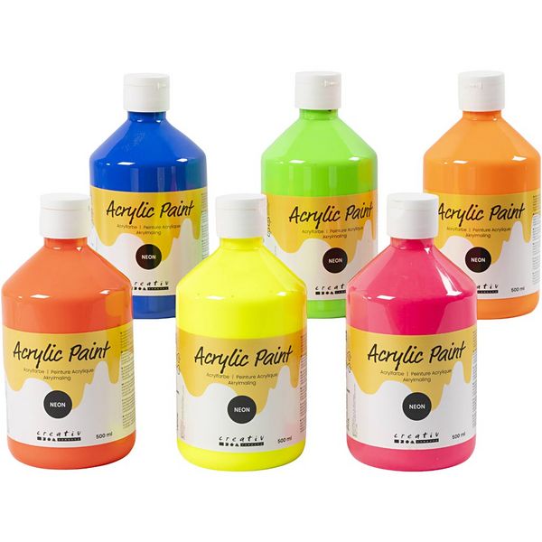 Produktbild: Creativ Company Colore Acrilico Neon, Neonfarben, 6x500 ml