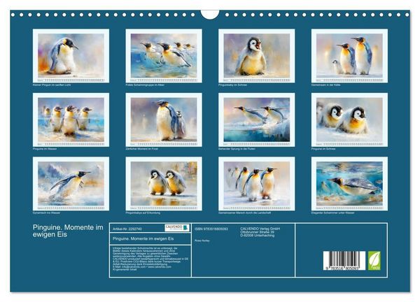 Produktbild: Pinguine. Momente im ewigen Eis (Wandkalender 2027 DIN A3 quer), CALVENDO Monatskalender