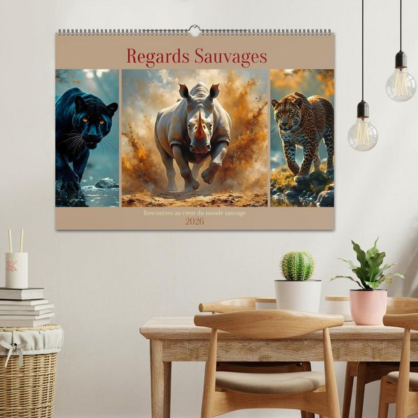 Produktbild: Regards Sauvages &ndash; Rencontres au c&oelig;ur du monde sauvage (Calendrier mural 2026 DIN A2 vertical), CALVENDO calendrier mensuel