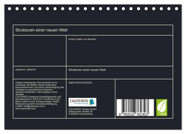 Produktbild: Strukturen einer neuen Welt (Tischkalender 2027 DIN A5 quer), CALVENDO Monatskalender