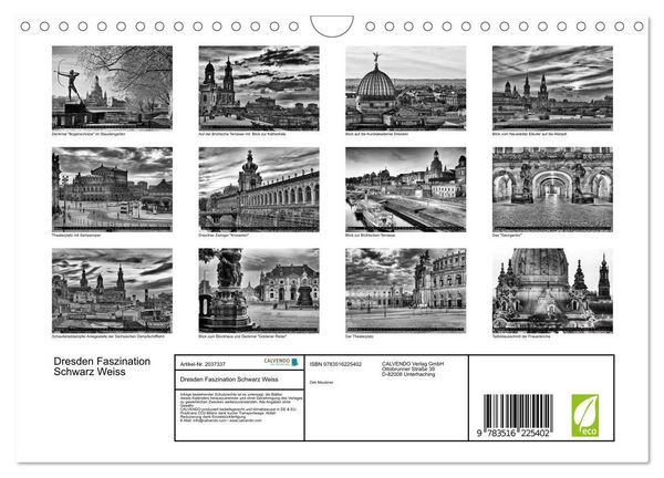 Produktbild: Dresden Faszination Schwarz Weiss (Wandkalender 2026 DIN A4 quer), CALVENDO Monatskalender