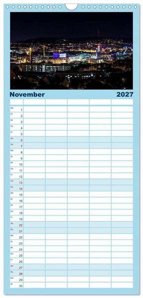Produktbild: Familienplaner 2027 - STUTTGART 2027 auf den zweiten Blick mit 5 Spalten (Wandkalender, 21 x 45 cm) CALVENDO