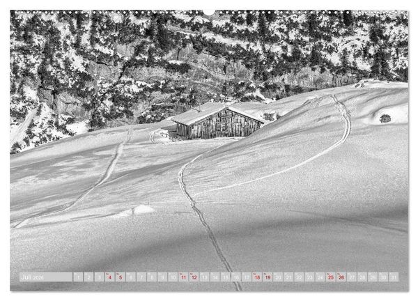 Produktbild: Arlberg black and white (hochwertiger Premium Wandkalender 2026 DIN A2 quer), Kunstdruck in Hochglanz