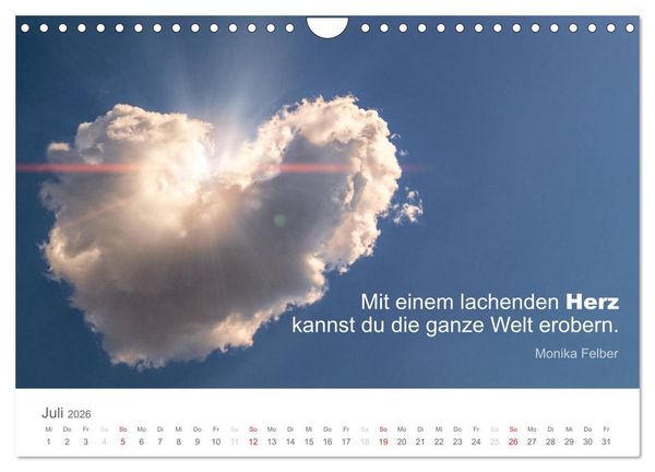 Produktbild: Zauberhafte Spr&uuml;che - Bunte Seelenbl&uuml;ten (Wandkalender 2026 DIN A4 quer), CALVENDO Monatskalender