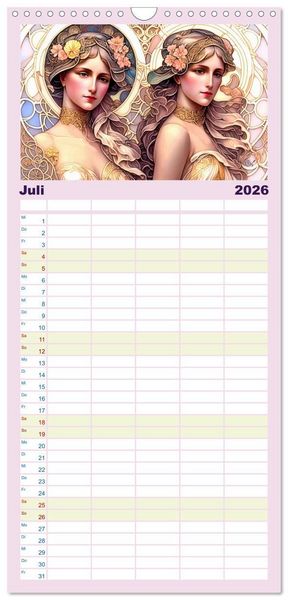 Produktbild: Familienplaner 2026 - Art Deco Freundinnen mit 5 Spalten (Wandkalender, 21 x 45 cm) CALVENDO