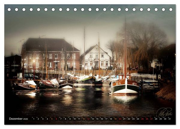 Produktbild: Ostfriesland - die alten H&auml;fen, Vintage-Style (Tischkalender 2026 DIN A5 quer), CALVENDO Monatskalender