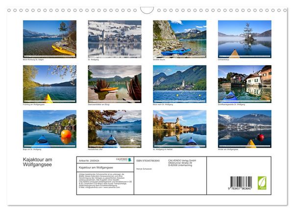 Produktbild: Kajaktour am Wolfgangsee (Wandkalender 2026 DIN A3 quer), CALVENDO Monatskalender