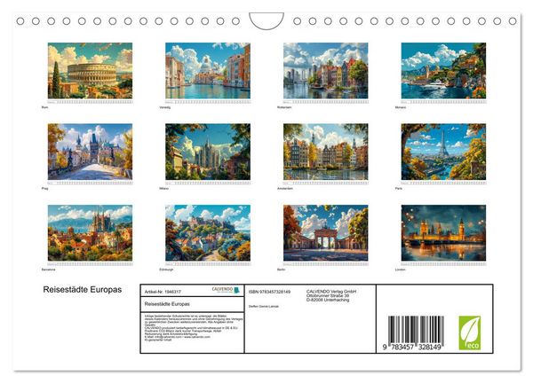 Produktbild: Reisest&auml;dte Europas (Wandkalender 2026 DIN A4 quer), CALVENDO Monatskalender
