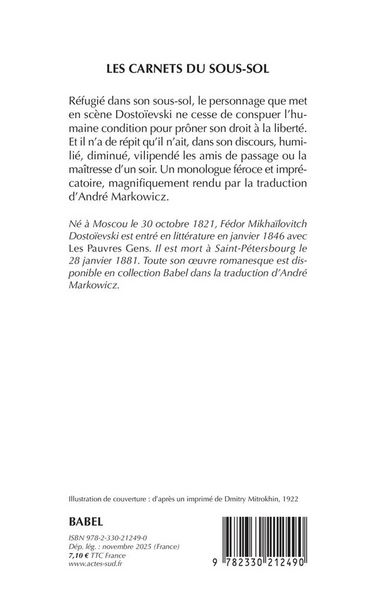 Produktbild: Les carnets du sous-sol : r&eacute;cit