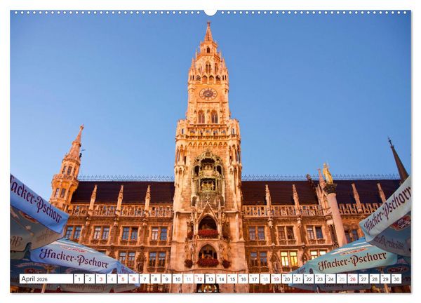 Produktbild: Abend in M&uuml;nchen (hochwertiger Premium Wandkalender 2026 DIN A2 quer), Kunstdruck in Hochglanz