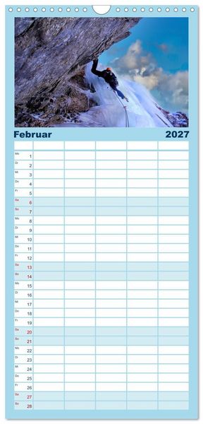 Produktbild: Familienplaner 2027 - Extremsport Eisklettern mit 5 Spalten (Wandkalender, 21 x 45 cm) CALVENDO