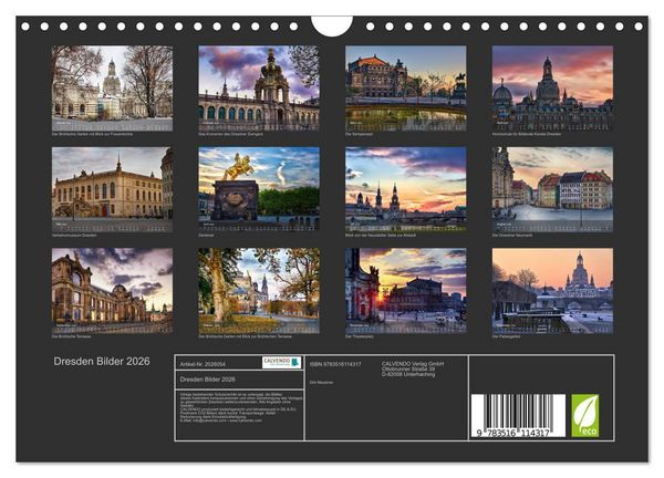 Produktbild: Dresden Bilder 2026 (Wandkalender 2026 DIN A4 quer), CALVENDO Monatskalender