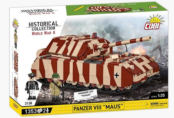 COBI Historical Collection 3138 - Panzer VIII Maus, Bausatz 1:35, 1353 Klemmbausteine, 2 Figuren
