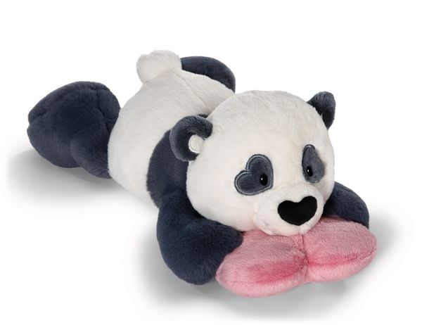 NICI GREEN Kuscheltier Love Panda mit Herz liegend schwarz 20cm