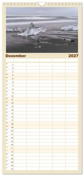 Produktbild: Familienplaner 2027 - Naturwunder in Island mit 5 Spalten (Wandkalender, 21 x 45 cm) CALVENDO