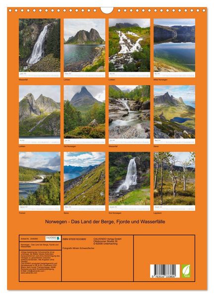 Produktbild: Norwegen - Das Land der Berge, Fjorde und Wasserf&auml;lle (Wandkalender 2026 DIN A3 hoch), CALVENDO Monatskalender