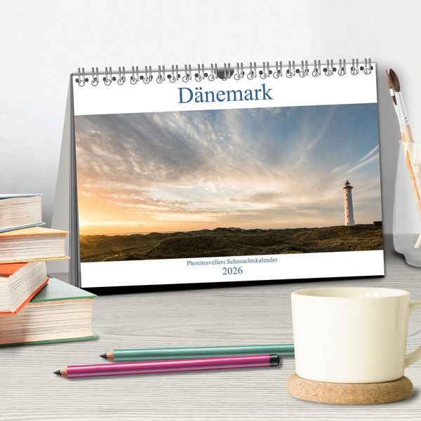 Produktbild: D&auml;nemark - Phototravellers Sehnsuchtskalender (Tischkalender 2026 DIN A5 quer), CALVENDO Monatskalender