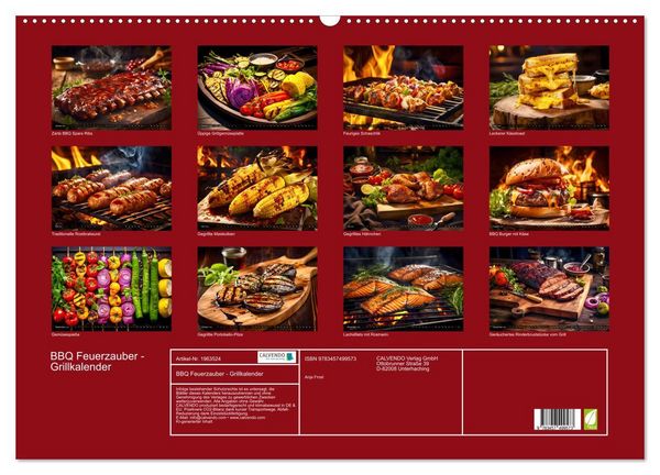 Produktbild: BBQ Feuerzauber - Grillkalender (Wandkalender 2026 DIN A2 quer), CALVENDO Monatskalender