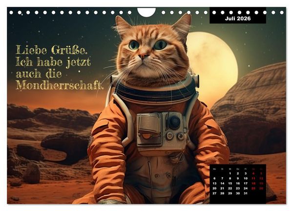 Produktbild: Katzen k&ouml;nnen alles, au&szlig;er traurig. (Wandkalender 2026 DIN A4 quer), CALVENDO Monatskalender