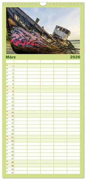 Produktbild: Familienplaner 2026 - Wilde Bretagne mit 5 Spalten (Wandkalender, 21 x 45 cm) CALVENDO