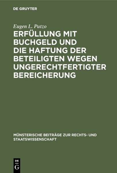 Produktbild: Erf&uuml;llung mit Buchgeld und die Haftung der Beteiligten wegen ungerechtfertigter Bereicherung