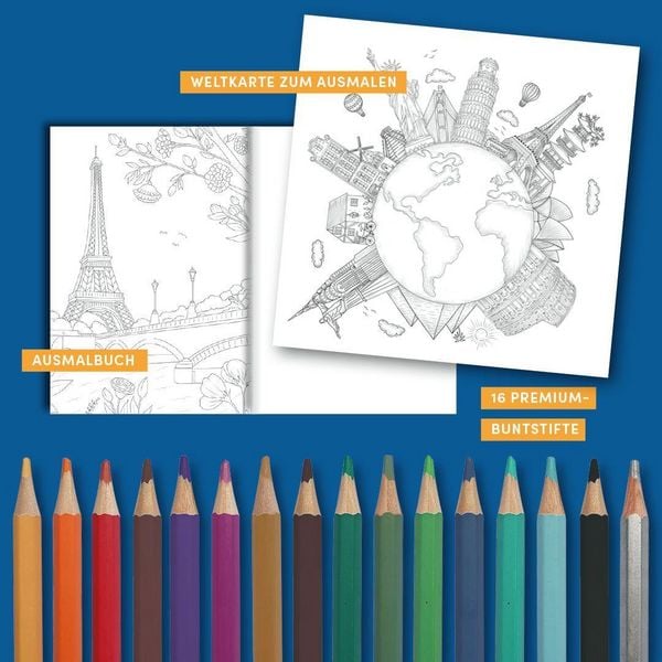Produktbild: Colorful World Weltreise - Fernweh-Ausmal-Koffer