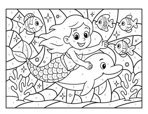 Produktbild: Malen nach Zahlen Meerjungfrau Malbuch f&uuml;r Kinder ab 5&ndash;7 Jahren
