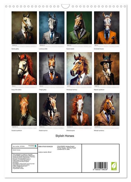 Produktbild: Stylish Horses (Wall Calendar 2026 DIN A3 portrait), CALVENDO 12 Month Wall Calendar