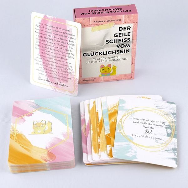 Produktbild: Der geile Schei&szlig; vom Gl&uuml;cklichsein &ndash; 55 Gl&uuml;ckskarten, die dein Leben ver&auml;ndern