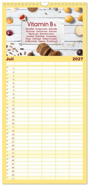Produktbild: Familienplaner 2027 - Vitalstoffe - fit essen mit 5 Spalten (Wandkalender, 21 x 45 cm) CALVENDO