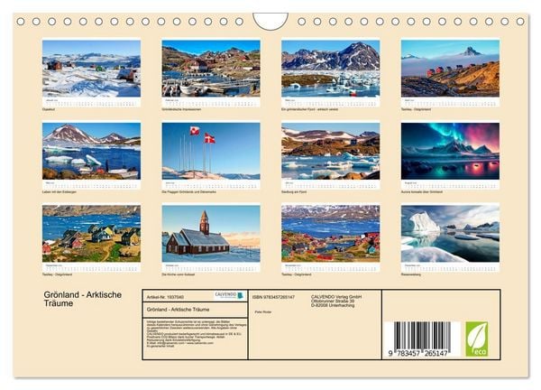 Produktbild: Gr&ouml;nland - Arktische Tr&auml;ume (Wandkalender 2026 DIN A4 quer), CALVENDO Monatskalender
