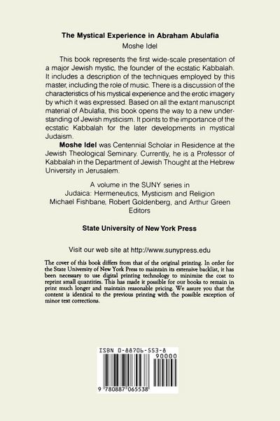 Produktbild: The Mystical Experience in Abraham Abulafia