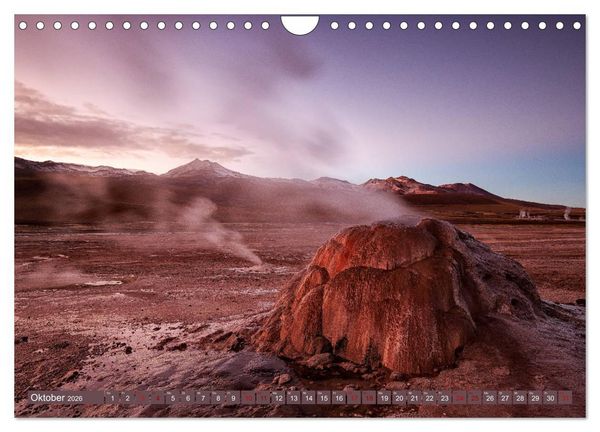 Produktbild: Atacama: Karge W&uuml;ste, m&auml;chtige Vulkane und farbenpr&auml;chtige Lagunen (Wandkalender 2026 DIN A4 quer), CALVENDO Monatskalender