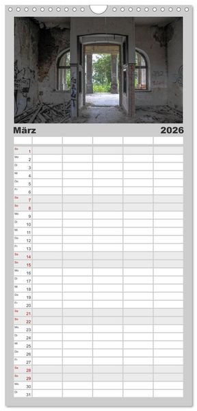Produktbild: Familienplaner 2026 - Lost Places in Deutschland mit 5 Spalten (Wandkalender, 21 x 45 cm) CALVENDO
