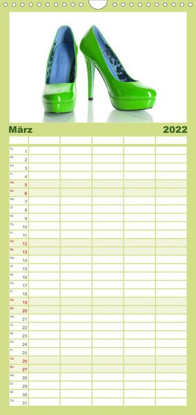 Produktbild: Familienplaner Farbenfrohe High Heels (Wandkalender 2022 , 21 cm x 45 cm, hoch)