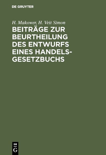 Produktbild: Beitr&auml;ge zur Beurtheilung des Entwurfs eines Handelsgesetzbuchs