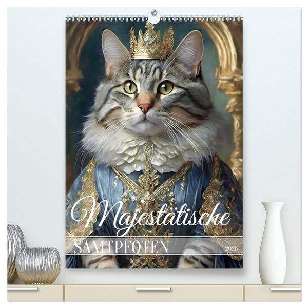 Produktbild: Majest&auml;tische Samtpfoten (hochwertiger Premium Wandkalender 2026 DIN A2 hoch), Kunstdruck in Hochglanz