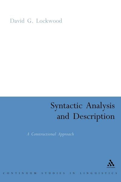 Produktbild: Syntactic Analysis and Description