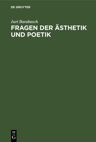 Produktbild: Fragen der &Auml;sthetik und Poetik