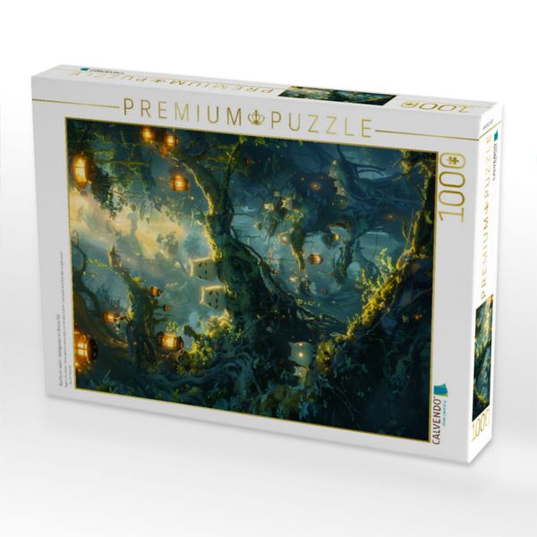 Produktbild: CALVENDO Puzzle Nachts im Wald - Waldgeister im Anime Stil | 1000 Teile Lege-Gr&ouml;&szlig;e 64x48cm Foto-Puzzle f&uuml;r gl&uuml;ckliche Stunden