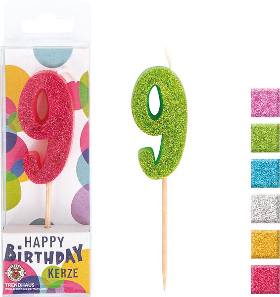 Produktbild: TRENDHAUS&reg; Zahlenkerzen Birthday Fun Glitter Mini, 9