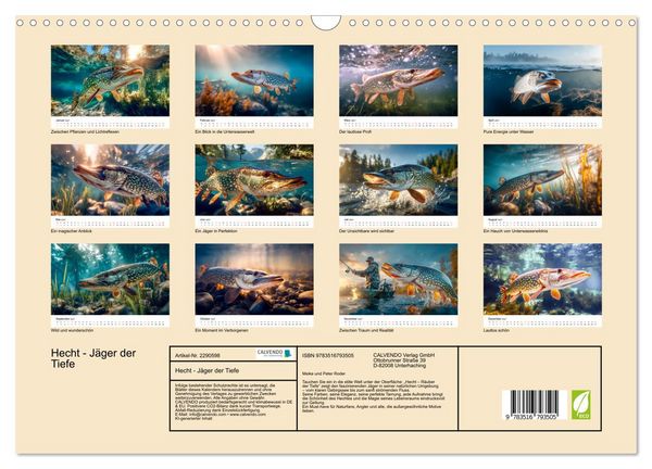 Produktbild: Hecht - J&auml;ger der Tiefe (Wandkalender 2027 DIN A3 quer), CALVENDO Monatskalender
