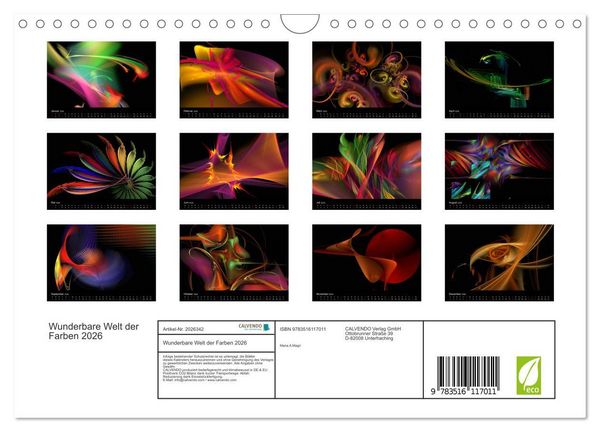 Produktbild: Wunderbare Welt der Farben 2026 (Wandkalender 2026 DIN A4 quer), CALVENDO Monatskalender