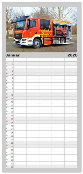 Produktbild: Familienplaner 2026 - Einsatzfahrzeuge aus Sachsen und Sachsen-Anhalt mit 5 Spalten (Wandkalender, 21 x 45 cm) CALVENDO