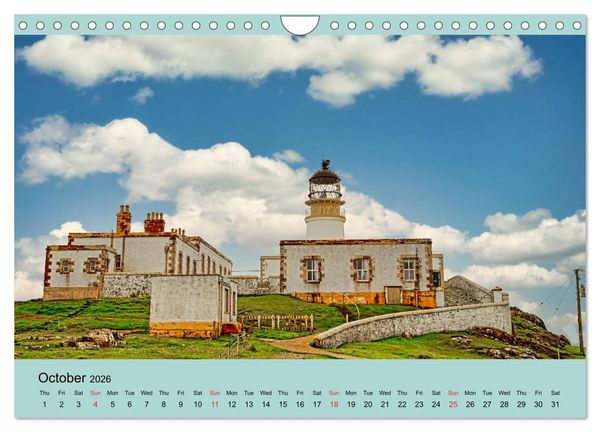 Produktbild: Scottish Lighthouses - beacons along the coast of Scotland (Wall Calendar 2026 DIN A4 landscape), CALVENDO 12 Month Wall Calendar
