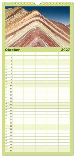 Produktbild: Familienplaner 2027 - Geheimnisvolles Peru mit 5 Spalten (Wandkalender, 21 x 45 cm) CALVENDO